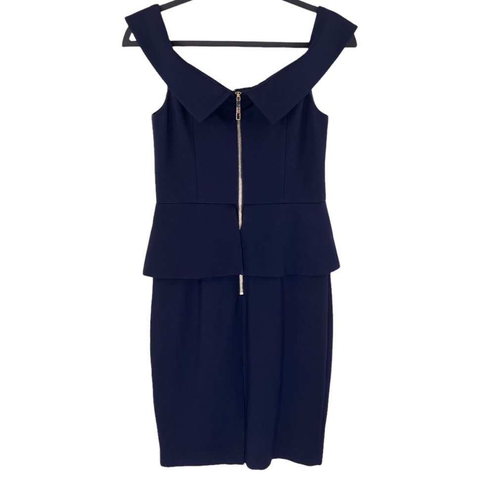 Ted Baker London Navy Off the Shoulder Bardot Fold Peplum Dress Size 2 (4/6) NEW - Picture 3 of 13